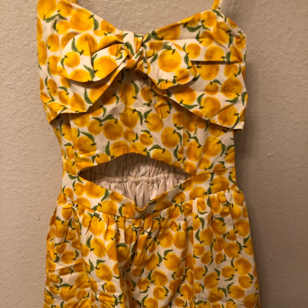 Lemon bow Bonne Chance Dress with cut out